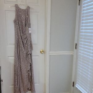 Alex Evenings Sequin Gown in Silver
